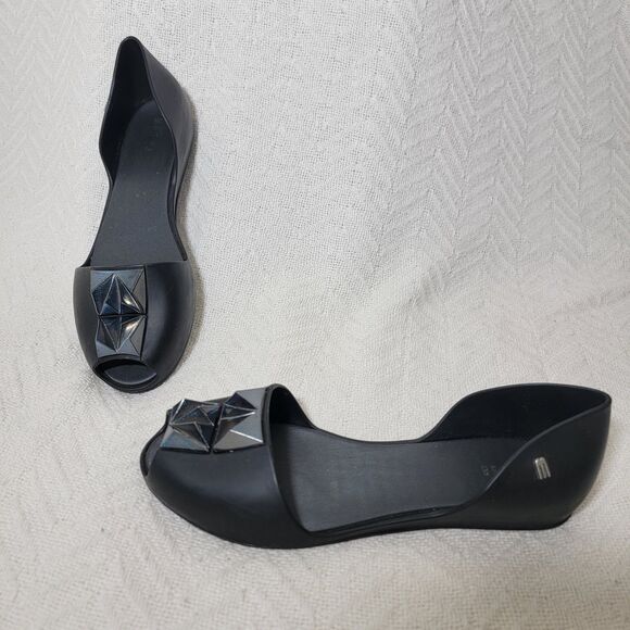 Melissa Fresh Bloom II Studded D'Orsay Peep Toe Ballet Flats Size 7 - Picture 1 of 13